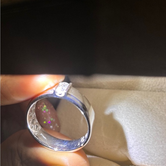 Angara Channel Grooved Diamond Two Stone Men’s Wedding Band in Platinum Size 11 - Picture 8 of 8